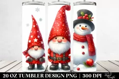 Cute Gnomes with Snowman, Transparent 20 Oz Tumbler Product Image 2