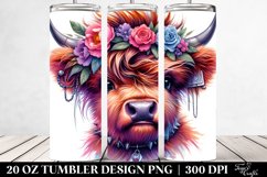 Highland Cow with Floral Wreath, PNG Product Image 2