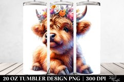 Highland Cow with Floral Wreath, PNG Product Image 2