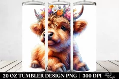 Highland Cow with Floral Wreath, PNG Product Image 2