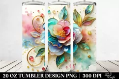 Camellia Watercolor Splash | 20 oz Tumbler Product Image 2
