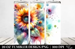 Abstract Sunflower Watercolor | 20 oz Tumbler Product Image 2