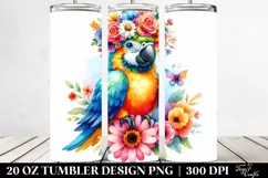 Cute Macaw on Flower Crown | 20 oz Tumbler Product Image 2
