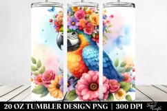Cute Macaw on Flower Crown | 20 oz Tumbler Product Image 2