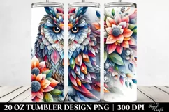 Abstract Owl Diamonds Flowers | 20 oz Tumbler Product Image 2