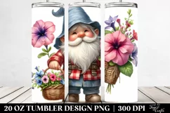 Adorable Gnome with Flower Basket, PNG Product Image 2