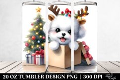 Baby Bichon Frise with Reindeer Horns, PNG Product Image 2