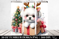 Baby Bichon Frise with Reindeer Horns, PNG Product Image 2