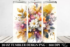 Watercolor Abstract Bouquet Gold Foil Jasmine Product Image 2