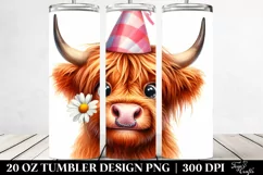 Highland Cow Party Daisy | 20 oz Tumbler Product Image 2