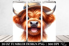 Highland Cow Sun Hat Caricature | 20 Oz Tumbler Product Image 2