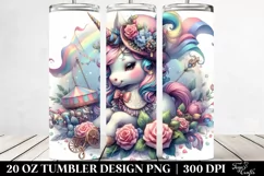 Colorful Baby Unicorn with Renaissance Fair. 20 oz Tumbler Product Image 2