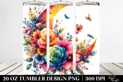 Colorful Half Moon with Flowers Clipart 20 Oz Tumbler Product Image 2