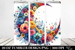 Whimsical Half Moon with Flowers Clipart, High-Res 20 Oz Product Image 2