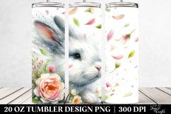 Watercolor Tumbling Rabbit with Spring Petals | 20 Oz Product Image 2