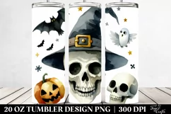 Funny Skull in Watercolor 20 Oz Tumbler Product Image 2