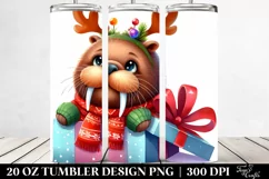 Winter Walrus with Reindeer Horns, PNG Product Image 2