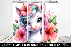 Baby Unicorn Hibiscus Watercolor|20 oz Tumbler Product Image 2