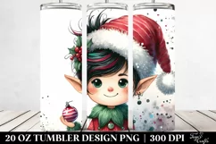 Expressive Elf with Santa Hat Clipart 20 Oz Tumbler Product Image 2