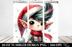 Expressive Elf with Santa Hat Clipart 20 Oz Tumbler Product Image 2