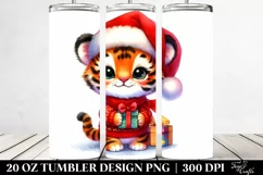 Enthusiastic Baby Tiger with Santa Hat PNG Product Image 2