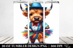 Colorful Highland Cow with Rumba Dancer's Outfit. 20 oz Product Image 2