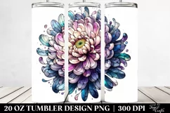 Stained Chrysanthemum Watercolor | 20 Oz Tumbler Product Image 2