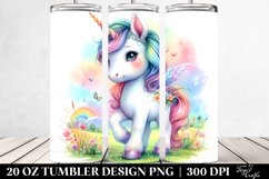 Colorful Baby Unicorn with Meadow. 20 oz Tumbler Design Product Image 2