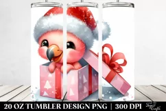 Pastel Flamingo with Santa Hat, PNG Product Image 2