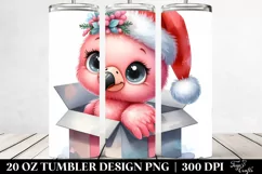 Pastel Flamingo with Santa Hat, PNG Product Image 2