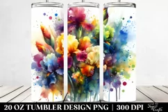 Vibrant Colorful Iris Bouquet Watercolor | 20 Oz Tumbler Product Image 2