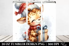 Cute Baby Giraffe with Present Clipart 20 Oz Tumbler Product Image 2