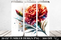 20 Oz Tumbler Sublimation | Shiny Carnation Watercolor Product Image 2