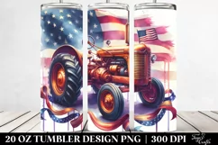 Watercolor Vintage Vibrant Tractor with Ribbons | 20 oz Product Image 2
