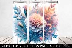 20 Oz Tumbler Sublimation | Shiny Carnation Watercolor Product Image 2