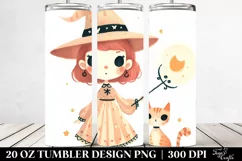 Simple Witch and Cat Watercolor | 20 oz Tumbler Product Image 2