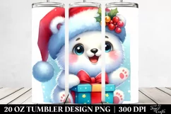 Vibrant Polar Bear with Santa Hat, PNG Product Image 2