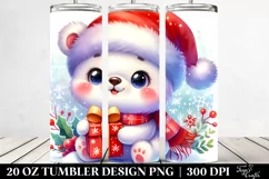 Vibrant Polar Bear with Santa Hat, PNG Product Image 2