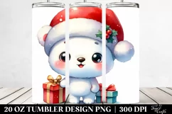 Vibrant Polar Bear with Santa Hat, PNG Product Image 2