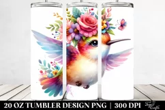 Vibrant Hummingbird with Flower Crown | 20 oz Tumbler Product Image 2