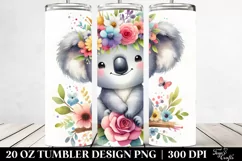 Cute Koala Flower Crown | 20 oz Tumbler Product Image 2