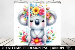 Cute Koala Flower Crown | 20 oz Tumbler Product Image 2