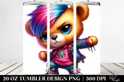 baby Bear with Vibrant Drawing, Expressive 20 Oz Tumbler Product Image 2