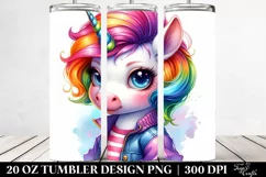 baby Unicorn with Vibrant Drawing, Expressive 20 Oz Tumbler Product Image 2