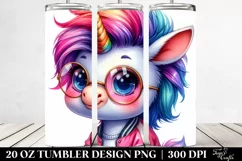 baby Unicorn with Vibrant Drawing, Expressive 20 Oz Tumbler Product Image 2