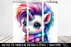 baby Unicorn with Vibrant Drawing, Expressive 20 Oz Tumbler Product Image 2