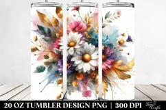 Colorful Bouquet Gold Foil Daisy | 20 Oz Tumbler Product Image 2