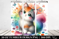 Colorful Watercolor Cat | 20 oz Tumbler Product Image 2