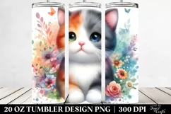 Colorful Watercolor Cat | 20 oz Tumbler Product Image 2