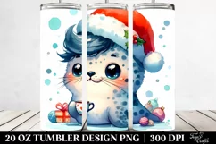 Vibrant Seal with Santa Hat, PNG Product Image 2